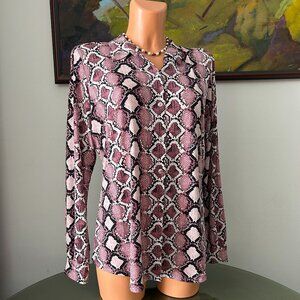 Jones New York NWT Pink Snake Print Long-Sleeve Top